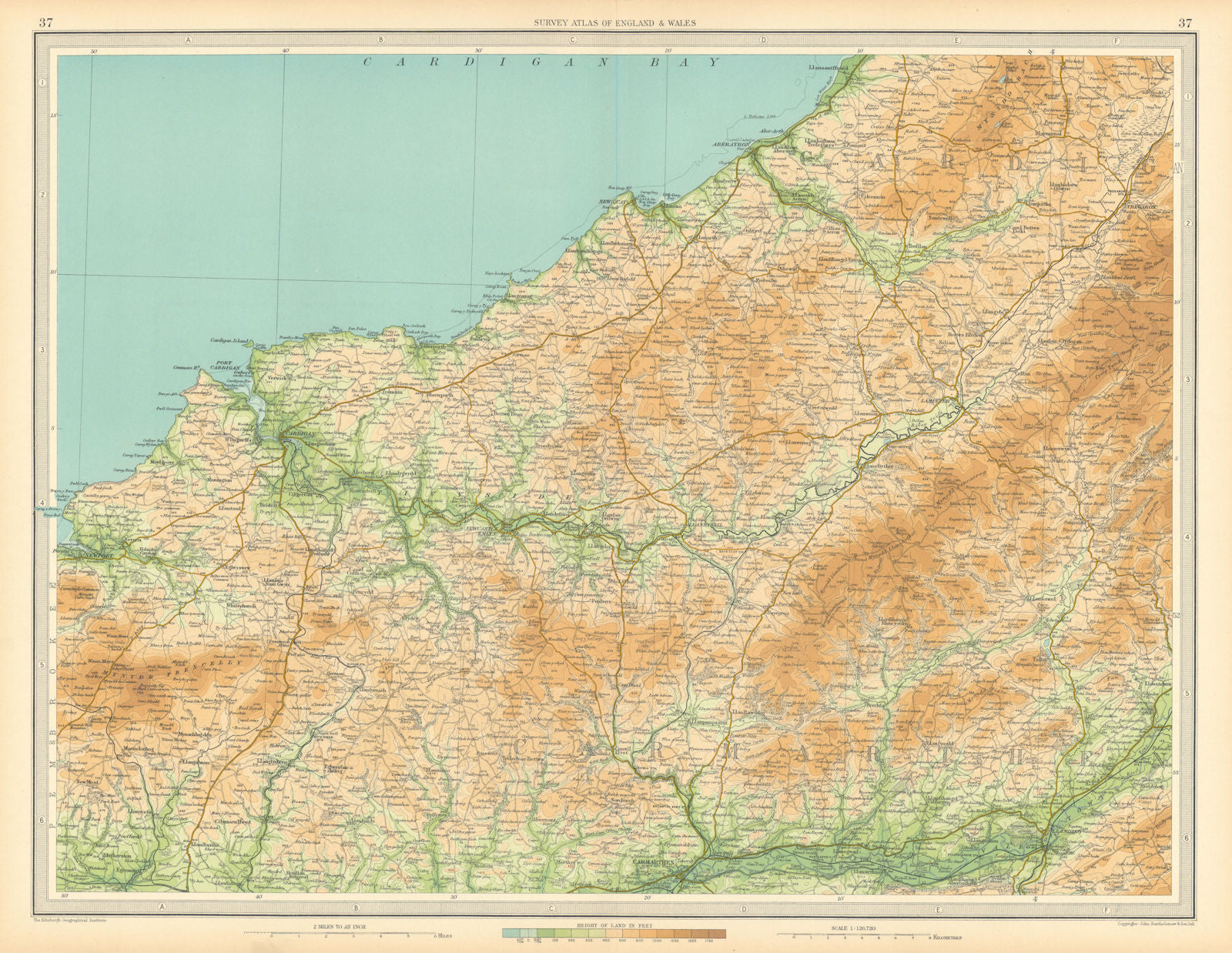 SOUTH WEST WALES Cardigan Pembrokeshire Carmarthen Llandilo Newport 1939 map